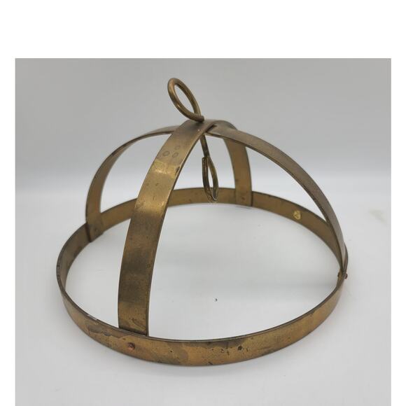 Vintage 1960s Round 12" Dia. Dome All Brass Hanging Pot Rack No Hooks - Picture 3 of 8